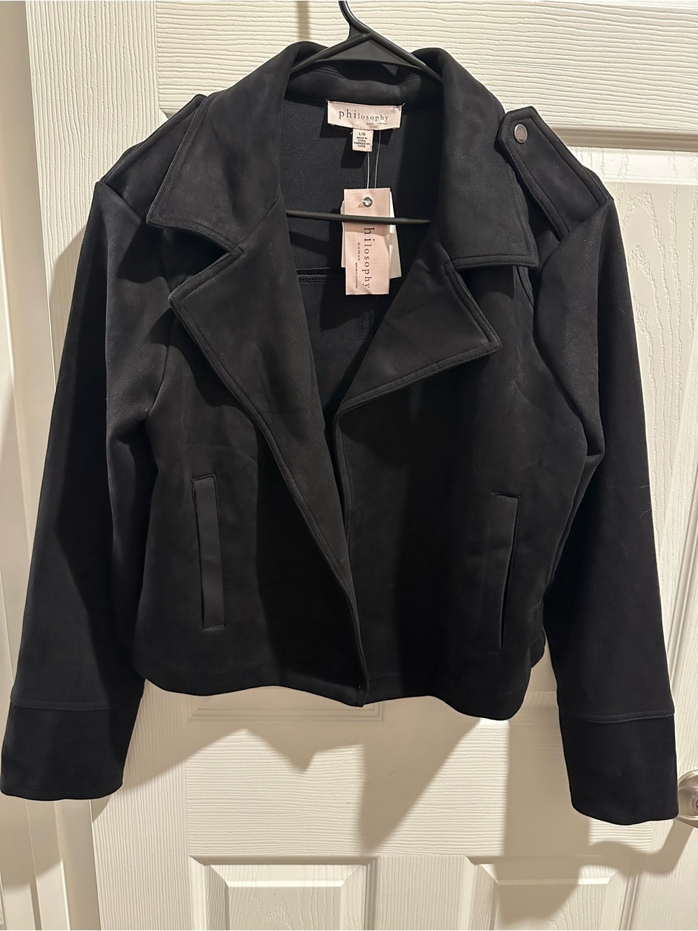 Philosophy Black Suede Moto-Style Jacket